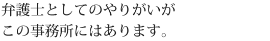 弁護士としてのやりがいがこの事務所にはあります。